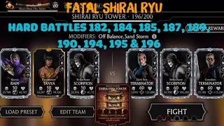 Fatal Shirai Ryu| Hard Battle 182, 184, 185, 187, 189, 190, 194, 195 & 196+Rewards|MK Mobile Gaming