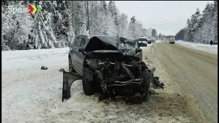 Столкновение двух автомобилей отечественного Ларгуса и  Volvo что привело к печальным результатам.