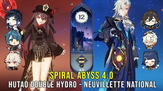 C1 Hutao Double Hydro and C0 Neuvilette National - Genshin Impact Abyss 4.0 - Floor 12 9 Stars