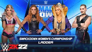 Women's 4-Man Championship LADDER Match on SmackDown | WWE 2K22 | 4K