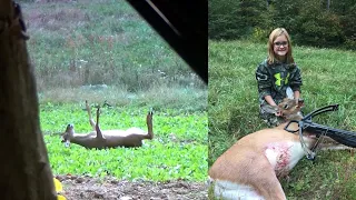 8 Year Old Girl Shoots Her First Whitetail Deer! PROUD FATHER! Eviana Crossbow Hunt 2020 - Pa