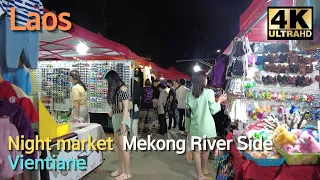 🇹🇭 2022 Laos, Vientiane night market | Mekong River Side | Laos tour | Laos market | walking street