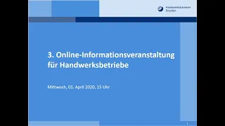 Corona: 3. Online-Informationsveranstaltung der Handwerkskammer Dresden | 1. April 2020