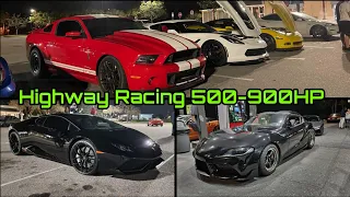 Epic Highway Racing! | TT Huracan, TT Mustangs, Supra, 370z, Turbo Honda, GT500, Plaid, & More!