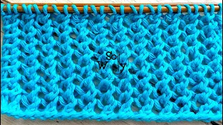 Two-row repeat Mesh knitting stitch pattern (super easy!) - So Woolly