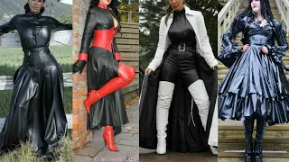 eye catching fabulous latex leather long power dresses for women and girls