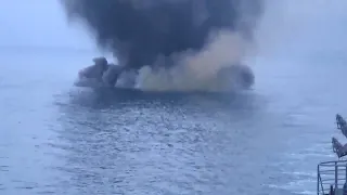 Кадры уничтожения украинских беспилотных катеров атаковавших корабль «Иван Хурс» в проливе Босфор