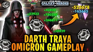 DARTH TRAYA OMICRON GAMEPLAY - BEST OMICRON IN SWGOH! Obliterate Lord Vader and MORE!