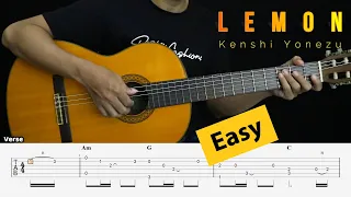 Lemon - Kenshi Yonezu - (Easy) Fingerstyle Guitar Tutorial + TAB & Lyrics