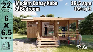 TINY BAHAY KUBO | 18.5 sqm. ONE BEDROOM MODERN BAHAY KUBO | MODERN AMAKAN HOUSE DESIGN