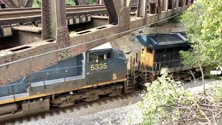 Trains Pass Abandoned Bridge, CSX Train Goes Under Norfolk Southern Bridge, More West Virginia Steam