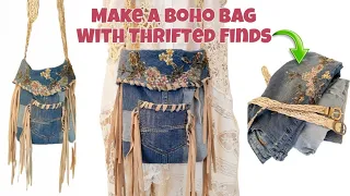 How To Make a Denim Boho Bag with Thrifted Jeans and Belts