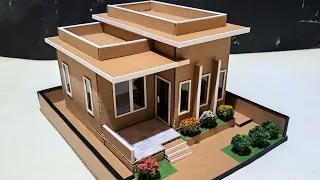 CARA MEMBUAT MINIATUR RUMAH DARI KARDUS #74 ||  RUMAH MINIMALIS MODERN