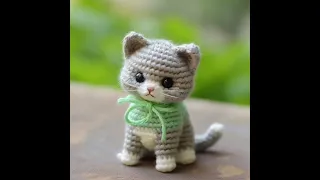 CUTE LITTLE CAT 🐈  KITTEN MOST BEAUTIFUL STUFFED TOY CROCHET WOOL AI MADE DESIGNS IDEAS - KLMNO ART