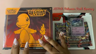 ASMR Pokemon TCG Obsidian Flames Elite Trainer Box & Blister Pack Opening