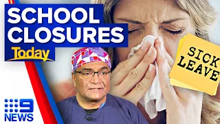 Families bracing for school closures amid rising flu and COVID-19 cases | 9 News Australia