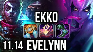 EKKO vs EVELYNN (JUNGLE) | 9/0/4, 700+ games, Legendary | NA Diamond | v11.14