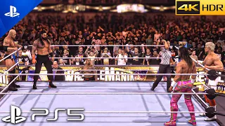 WWE 2K24 - Roman Regins & Rock vs Cody Rhodes & Seth Rollins Gameplay [4K 60FPS HDR ]PS55