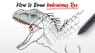 How to Draw Indominus Rex head dinosaur from Jurassic World Easy Step By Step