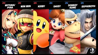 Mythra / Pyra and Min Min and Kirby VS Daisy and Donkey Kong and Sephiroth Super Smash Bros Ultimate