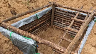 A BEAR visit а DUGOUT in the Woods. Building the walls of my Underground House