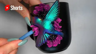 Amaizing hummingbird in flowers I  Polymer mug decor DIY