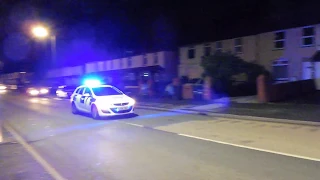 Two North Wales Police vehicles on 999 emergency response Chester Road Y Fflint Cymru/Wales 6.12.18