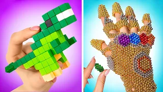 Artesanatos Divertidos Com Ímãs || Manopla Do Infinito e Dinossauros Pixelados DIY Feitos Com Ímãs