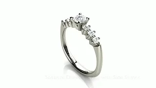 Solitaire Diamond Engagement Ring with Sidestones 0.50ct White Gold 18K