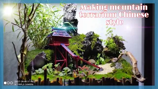 Making mountain terrarium Chinese style