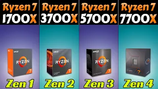 R7 1700X vs R7 3700X vs R7 5700X vs R7 7700X - How Much Performance improvement?