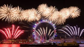 4K London Eye NYE 2023 Fireworks