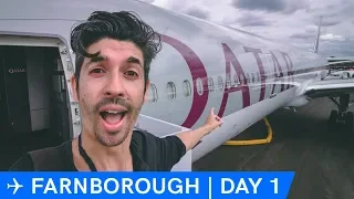 Qatar A350, QSuites, F16 & Cargo Planes | Farnborough Airshow Day 1