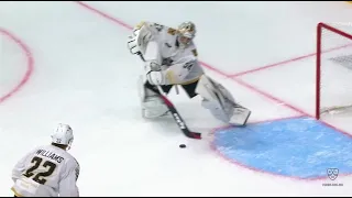 Серебряков выручает клюшкой / Serebryakov saves with his goalie stick