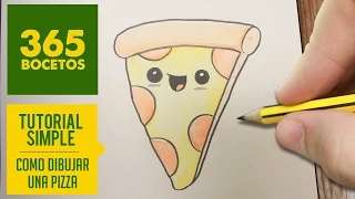 COMO DIBUJAR UNA PIZZA KAWAII PASO A PASO - Dibujos kawaii faciles - How to draw a pizza