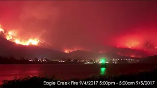 Overnight time lapse of the Eagle Creek fire in Oregon