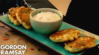 Sweetcorn Fritters and Yoghurt Dip | Gordon Ramsay