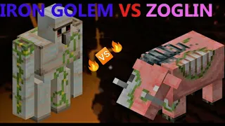 Minecraft mob battle zoglin vs  Iron Golem