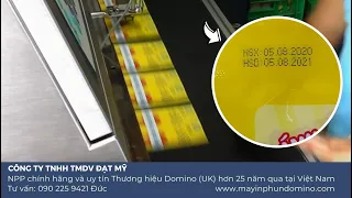 Máy in date tự động | Máy in phun date tự động trên tem nhãn | Máy in phun Domino | LH: 0902259421