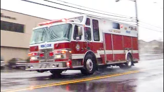 Woodland Park NJ Fire Dept Rescue 1 and the Boat Responding for a SUV trapped due to Flash Flooding