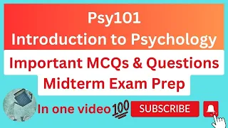 PSY101 | Midterm Exam Prep in one video | Imp Mcqs & Questions | 100% result in short time