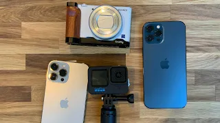 iPhone 13 Pro Max - 12 Pro Max - Sony ZV-1 - Go Pro 10 video comparison