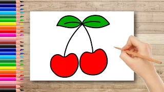 Cherry Drawing Easy | How To Draw Cherry Very Easy