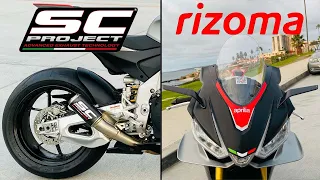 Aprilia RSV4 SC-Project CR-T Exhaust & Rizoma Mirrors First Impression Ride (holly sh!t)