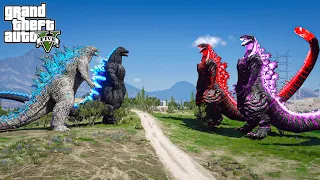Team Shin Godzilla vs Heisei Godzilla, Atomic Godzilla - God of Sea Battle ( GTA V  Mods )