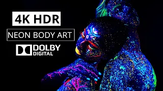 4K HDR Body Art Design in Neon Paint Dolby Vision
