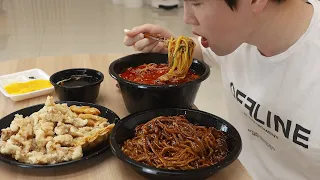 차돌짬뽕 미쵸따..Jjajangmyeon with Beef Brisket Jjambbong.. Cinema Mukbang by DoNam