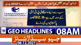 Geo News Headlines 08 AM | Transparency International | Corrupt institutions | 8th Dec 2021