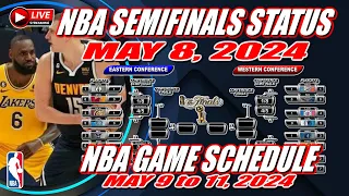 NBA Playoffs Standings Semifinals through May 8 2024, NBA Games today, NBA Game Schedule