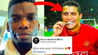 FOOTBALLERS REACT TO CRISTIANO RONALDO SIGNING WITH MANCHESTER UNITED (David Beckham, Rio, Varane..)